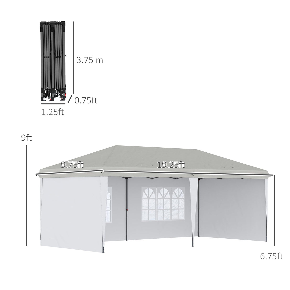 Outsunny 10' x 20' Pop Up Canopy Tent with 4 Sidewalls, Heavy Duty Tents for Parties, Outdoor Instant Gazebo with Carry Bag, for Outdoor, Garden, Patio, White Outsunny