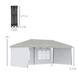 Outsunny 10' x 20' Pop Up Canopy Tent with 4 Sidewalls, Heavy Duty Tents for Parties, Outdoor Instant Gazebo with Carry Bag, for Outdoor, Garden, Patio, White Outsunny