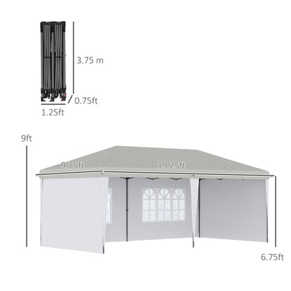 Outsunny 10' x 20' Pop Up Canopy Tent with 4 Sidewalls, Heavy Duty Tents for Parties, Outdoor Instant Gazebo with Carry Bag, for Outdoor, Garden, Patio, White