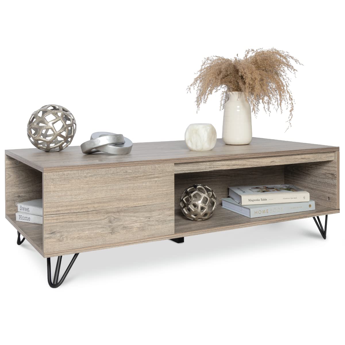 Milliard Modern Farmhouse Coffee Table with Storage Grey Milliard