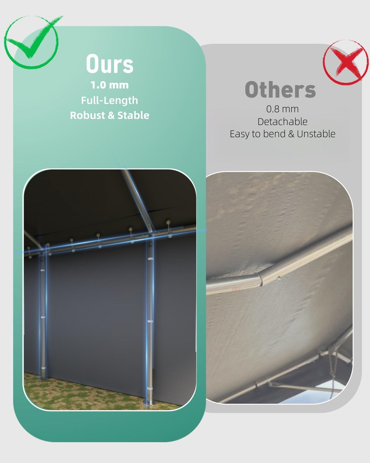 Hipicute 12'x20'x11' Heavy-Duty Portable Garage with Canopy Top, Front and Back Doors, Roll-Up Windows, Carport Shelter Reinforced Structure for Cars, Trucks, Boats, and Parties - Gray Hipicute