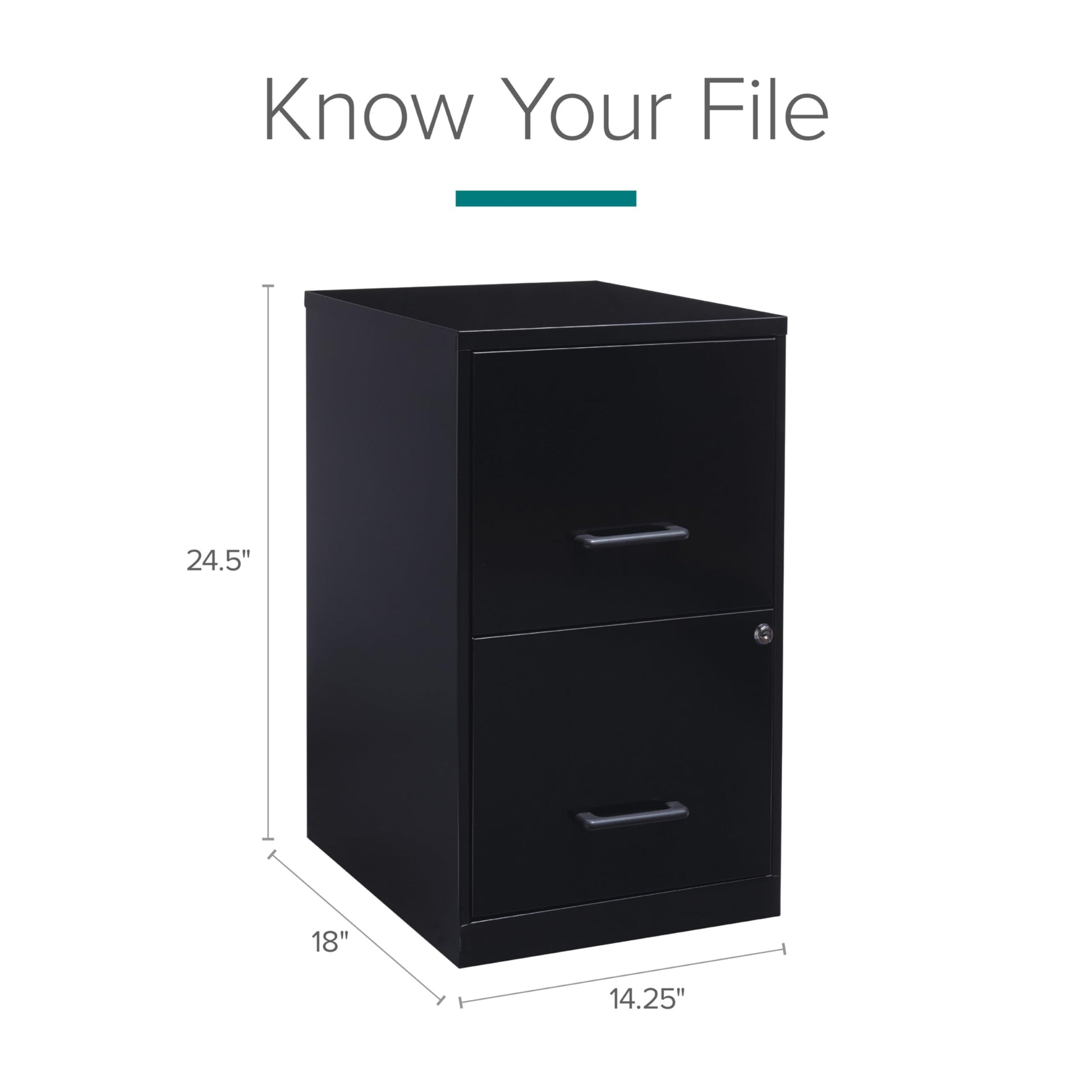 Lorell 14341 18 Deep 2-Drawer File Cabinet, Black - WoodArtSupply