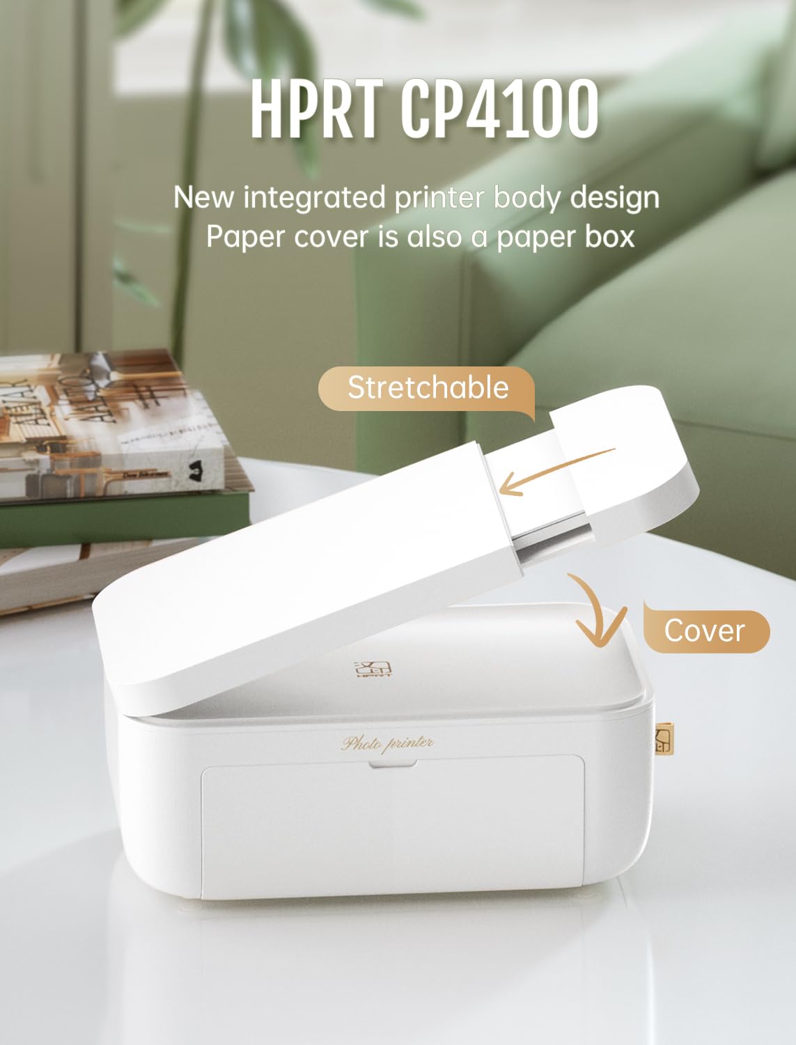 HPRT Photo Printer 4x6, 20 Sheets&1 Ribbon, Picture Printer for iPhone, Android, Smartphone, Portable Photo Printers, Wi-Fi Wireless Instant Thermal Dye-Sublimation Printer（White） HPRT