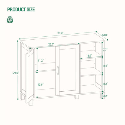 Hzuaneri Bathroom Storage Cabinet, Freestanding Floor Cabinet with Doors and Shelves, Bathroom Storage Unit, Kitchen Cupboard with Open Compartments for Bathroom, Entryway White Brown SC12214X