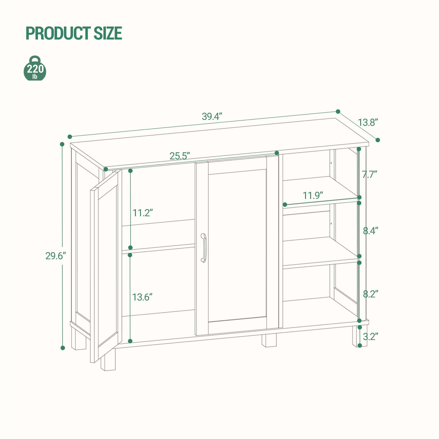 Hzuaneri Bathroom Storage Cabinet, Freestanding Floor Cabinet with Doors and Shelves, Bathroom Storage Unit, Kitchen Cupboard with Open Compartments for Bathroom, Entryway, Modern SC12213X