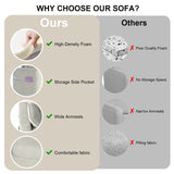 kinbor Small Couches for Small Spaces - Creamy White Modern Loveseat Sofa with Magazine Pockets & Detachable Cover, Durable Foam Couch for Living Room, Office, Salon kinbor