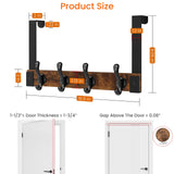 Homode Over The Door Hooks Heavy Duty, Wood Over Door Hanger Hook, Over Door Towel Rack with Coat Hooks for Hanging Towels Clothes Hats Bags, Back of Bathroom Door, Rustic Brown Black Homode