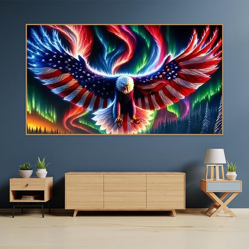 BOHADIY 5D Eagle Diamond Painting for Adults - Large Size Amercia Eagle Diamond Painting Kits, DIY Full Drill Diamond Art Kits for Adults, Gem Painting Kit Animal for Home Wall Decor 27.5 X 15.7 Inch BOHADIY