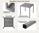 5-Piece Outdoor Patio Dining Set – Square Table with 4 Stackable Chairs, Weather-Resistant Garden or Balcony Furniture for Cafe, Backyard or Deck (Grey) Xdeco