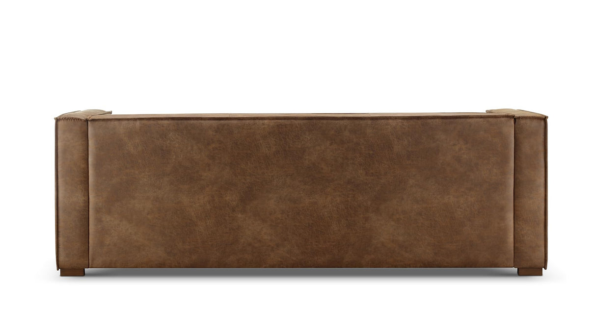 CHERS 83.3" Mid Century Modern Sofa, Luxury French Mixed Fabric Couch with Tight Back, Square Armrest Lounge Sofas for Living Room, Apartment, Bedroom, Office, Chestnut CHERS