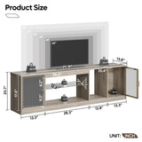 Bestier LED 70 inch TV Stand for 80 inch TV, Modern Entertainment Center with Storage Cabinet for PS5, TV Console for Living Room Bedroom, Adjustable Glass Shelf & Acrylic Doors, Grey Bestier