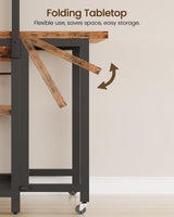 CHOEZON Kitchen Island with Power Outlet, Kitchen Island Table with Folding Top, Stationary Storage Islands, Coffee Bar with Outlets and USB Ports, for Dining Room, Rustic Brown and Black TZD01UBF CHOEZON