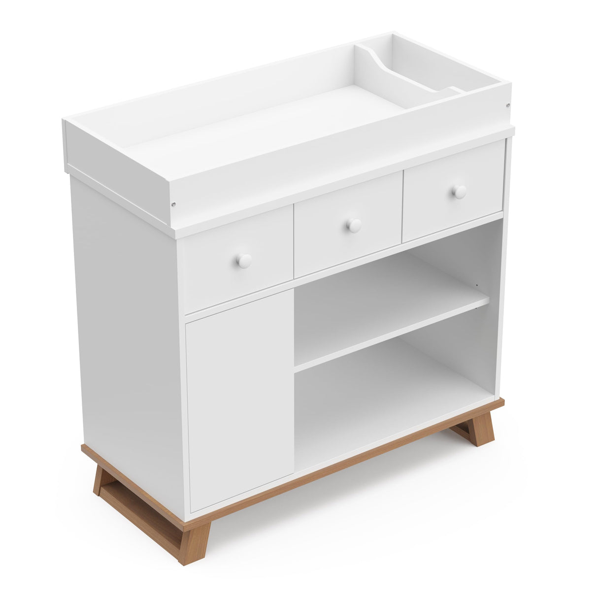Storkcraft Modern Nursery Changing Table Dresser Combo (White & Vintage Driftwood) – GREENGUARD Gold Certified, Dresser for Nursery, Changing Table with Drawers, Removable Changing Table Topper Storkcraft