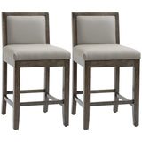 HOMCOM Set of 2 Grey PU Leather Counter Height Bar Stools with Back and Wood Legs HOMCOM