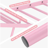 Merronix Twin Bed Frames with Headboard, Elegant Metal Pink Bed Frame for Kids Girls, Modern Heavy Duty Twin Size Platform Bed - No Box Spring Needed, 11.2 Inches Height Underneath Storage Merronix