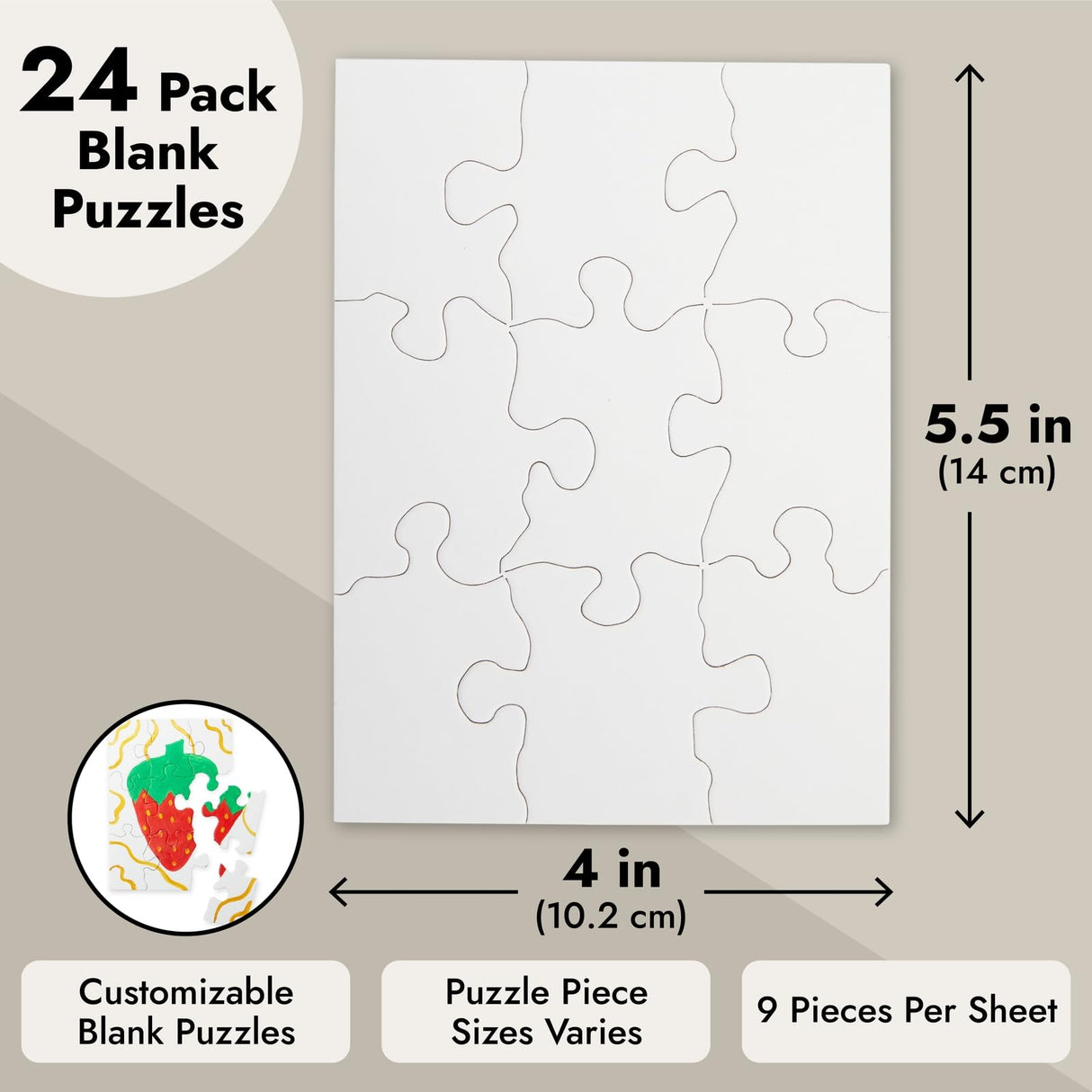 Bright Creations 24 Sheets Blank Puzzles to Draw On Bulk, 5.5 x 4 Inch Jigsaw Puzzle Pieces for DIY, Arts and Crafts Projects Bright Creations
