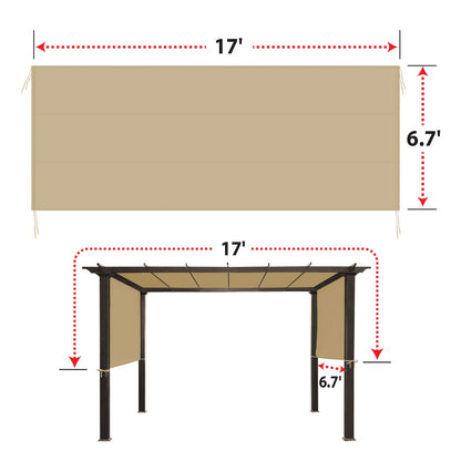 BenefitUSA 17x 6.7 Ft Universal Replacement Canopy for Pergola Structure Outdoor (Canopy Only) (Beige)