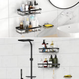 Moforoco 3-Pack Shower Caddy Basket Shelf with Soap Holder, No Drilling Traceless Adhesive Shower Wall Shelves, Rustproof Black Bathroom Shower Storage Organizer Moforoco