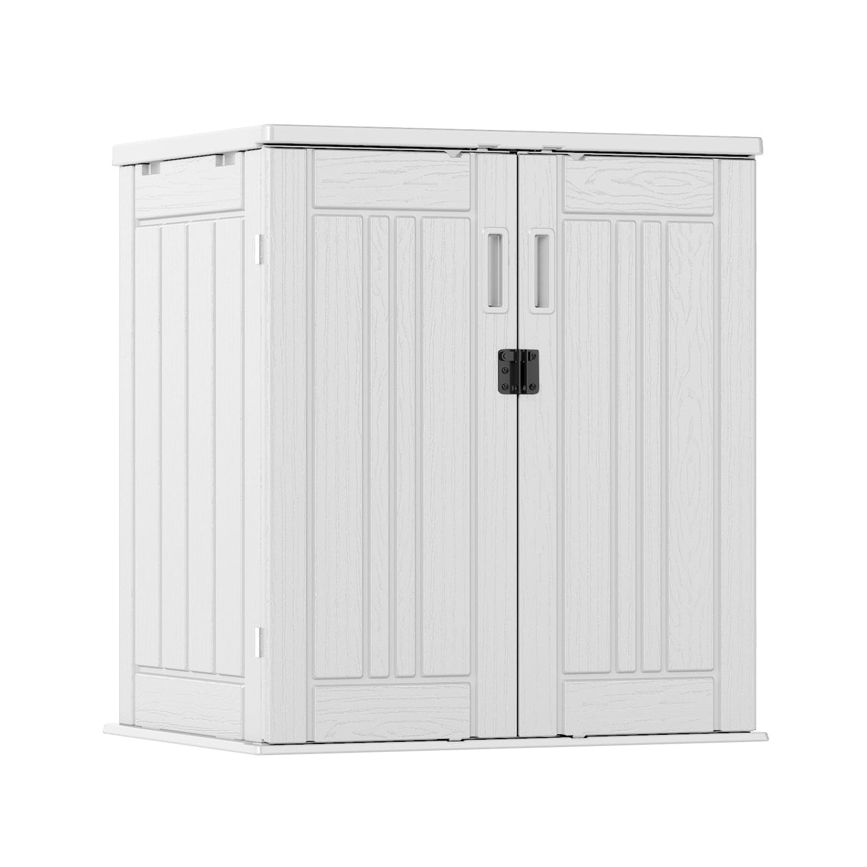 Outdoor Storage Cabinet with 2 Shelves, Waterproof Resin Vertical Tool Shed, Lockable 15 cu. ft. Storage Shed for Patio, Garden, Yard, Dark White ZYJOYY