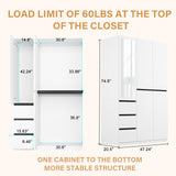 Wakefit 5 Door Armoire Wardrobe Closet with 3 Drawers & Mirror, Wooden Bedroom Armoires with Shelves and Hanging Rod, Freestanding Wardrobe Cabinet for Bedroom, Guest Room (White) Wakefit