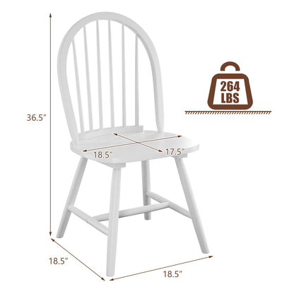 Giantex Wood Dining Chairs Set of 2, Windsor Chairs with Solid Wood Legs, High Spindle Back, H-Shaped Crossbars, Vintage Country Farmhouse Style Wooden Side Chairs, White - WoodArtSupply