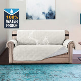 H.VERSAILTEX 100% Waterproof Sofa Slipcover Washable Loveseat Cover for 2 Cushion Cover Non-Slip Furniture Protector with Silicone Backing Couch Cover for Pets (Oversized Loveseat, Off White) H.VERSAILTEX