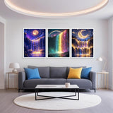 Mowana Diamond Art Kits for Adults - Moon Landscape Diamond Painting Kits for Beginners, Moonlight Beach 5D DIY Round Drill Rhinestone Gem Art Painting for Home Wall Decor and Gifts 6Pack 12x16inch Mowana