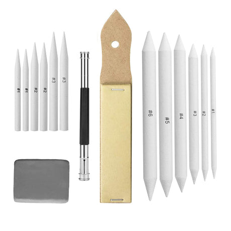 Heshengping - Blending Stump, 15 Pack has Art Eraser Extender Sandpaper, Paper Blending Stumps for Drawing Shading Pencils for Sketching, Blending Pencil, Blending Sticks for Student Artist Heshengping