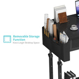 Rolling Standing Desk Adjustable Height with Drawers, 40 Inch Mobile Stand Up Portable Desks on Wheels for Bedroom Home Office, Couch Sofa Side Laptop Table with Storage, Black WINAZ