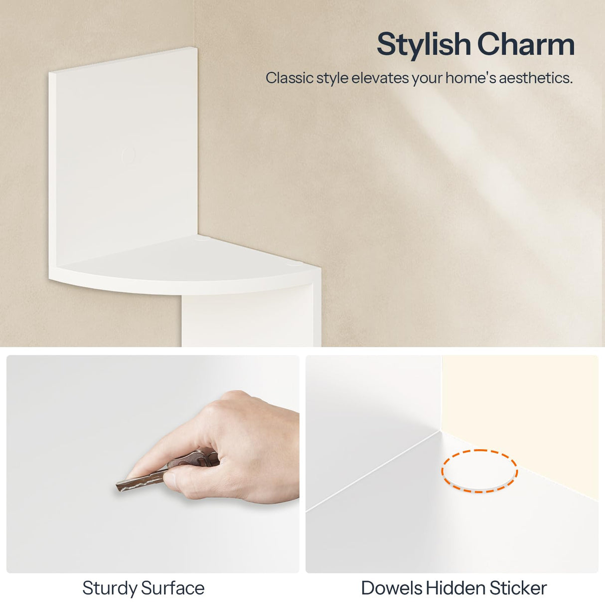 HOOBRO Corner Shelf Wall-Mounted, Set of 2 Floating Corner Shelves for Wall, 5-Tier Corner Bookshelves for Living Room, Bedroom, Bathroom, Home Office, White WT26BJP201 HOOBRO