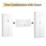 TIMELESS PIECES 86" Metal Wardrobe Cabinets,Armoire Wardrobe Closet with Hanging Rod,Clothes Storage Cabinet with Adjustable Shelves and Doors,Clothing Cabinet for Bedroom Laundry Room TIMELESS PIECES