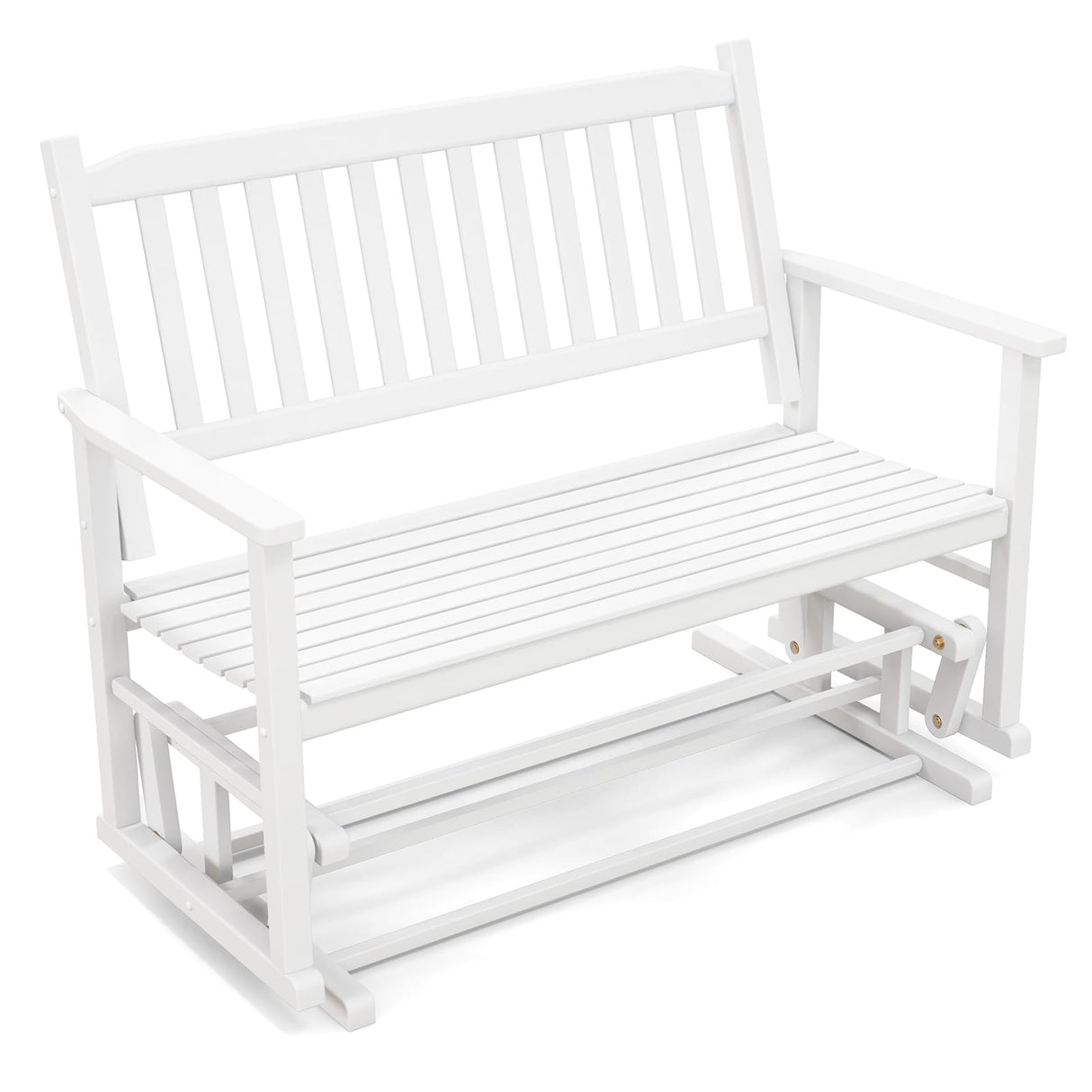 Tangkula White 2-Person Outdoor Glider Bench with Ergonomic Design and Smooth Motion Tangkula