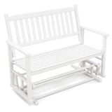Tangkula White 2-Person Outdoor Glider Bench with Ergonomic Design and Smooth Motion Tangkula