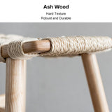 homary Natural Ash Wood Stool Ottoman Hand-Woven Foot Stool, Entryway Bench for Living Room & Bedroom, Comfortable Functional Seating homary