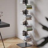 WDHUSza 9-Tier Metal Spine Bookshelf – Vertical Book Tower, Slim Ladder Shelf for Corners, Space-Saving Bookcase and Multipurpose Storage Rack for Home Office (Black) WDHUSza