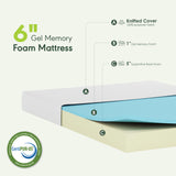 Furinno Tidur Cooling Gel Memory Foam Mattress, 6 Inch, King, White Furinno