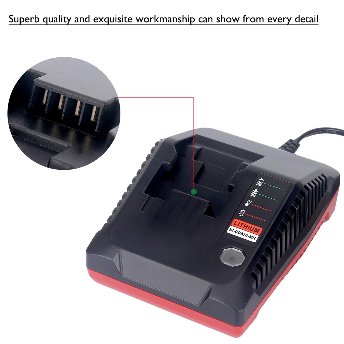 Qbmel 18-Volt Multi-Chemistry Battery Charger for Porter Cable PCXMVC Lithium Ion & NiCad NiMh Slide PC18B PC18B-2 PC18BL PC18BLX PCC489N Cordless Power Tool Battery Qbmel