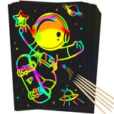 ZMLM Scratch Rainbow Art Paper Set - 50Pcs Magic Scratch Off Art Craft Supplies Kits for Kids Girls Boys Black Scratch Notes Sheet Doodle Pad for Fun DIY Toy Party Favors Christmas Birthday Gift ZMLM