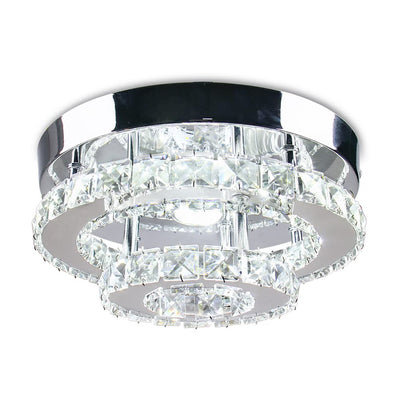 Cainjiazh Mini Chandelier LED Crystal Ceiling Light 2 Layers Flush Mount Ceiling Light Modern Chandelier Lighting for Hallway Staircase Kitchen Bathroom (Cool White)