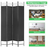 4 Panel Room Divider 6FT Steel Frame Screen Folding Privacy Divider Freestanding Partition for Home Office Bedroom (Black) PayLessHere