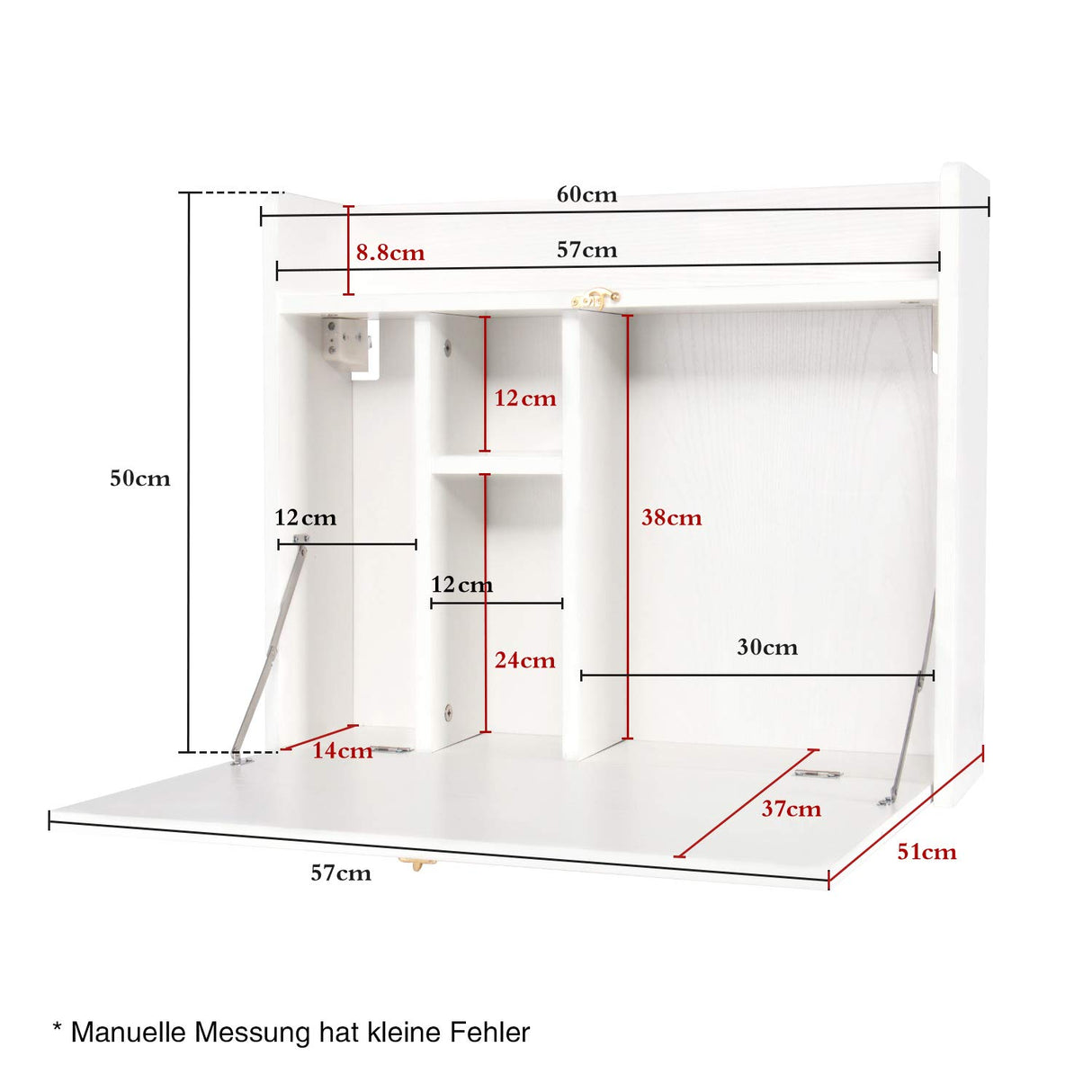 YUSING Wall Mounted Table, Multifunctional Fold Down Wall Mounted Laptop Computer Desk with Storage Compartments for Home, Office, White YU YUSING