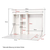 YUSING Wall Mounted Table, Multifunctional Fold Down Wall Mounted Laptop Computer Desk with Storage Compartments for Home, Office, White YU YUSING