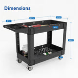 Our Modern Space Commercial Grade 2 Shelf Utility Cart with Wheels - Rolling Tool Cart, Heavy Duty Service Push Cart for Business Warehouse Office Restaurants Ecommerce Garage Our Modern Space