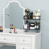 Godboat Bathroom Organizers and Storage, 2-Tier Over Toilet Storage, Bathroom Storage with 2 Hooks & Toilet Paper Holder, Wall Mounted Floating Shelves Furniture, Gifts for Women, Mothers Day (Black) Godboat