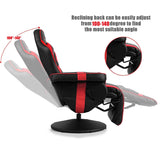 POWERSTONE Gaming Recliner Massage Gaming Chair with Footrest Ergonomic PU Leather Single Sofa with Cup Holder Headrest and Side Pouch, Adjustable Living Room Chair Seating, Red POWERSTONE