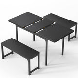 Gizoon Extendable Dining Table Set for 4,Kitchen Table Set with 2 Benches for Small Space,Apartment,Black Gizoon