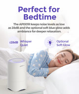 Rosekm Small Air Purifier for Home Bedroom, Personal Desk Mini Air Purifier, Room Hepa Air Purifier Fresheners Cleaner for Dorm, Pets, Smoke, Desktop, Office (White) Rosekm