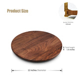 MAGIGO 12 Inches Black Walnut Wood Lazy Susan, Solid Wooden Round Kitchen Turntable Rotating Tray MAGIGO