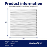 Art3dwallpanels Ceiling Tiles 24 x 24 for Interior Wall Décor, 12 Pack Drop Ceiling Tile 3D Wall Panel Fire Rated Waterproof Premium PVC, No Sag and Breakage Wall Panels Cover 48.Sq.Ft. White Art3dwallpanels