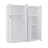 Panana Large Wardrobe Closet with Storage Shelves, 4 Door Armoires Wardrobe with 5 Shelves and 2 Hanging Rails for Bedroom Panana